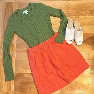 J crew linen skirt pink‎